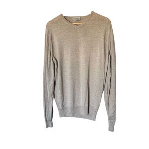 John Smedley Men’s Beige V-Neck Sweater XLarge 100% Merino Wool England READ